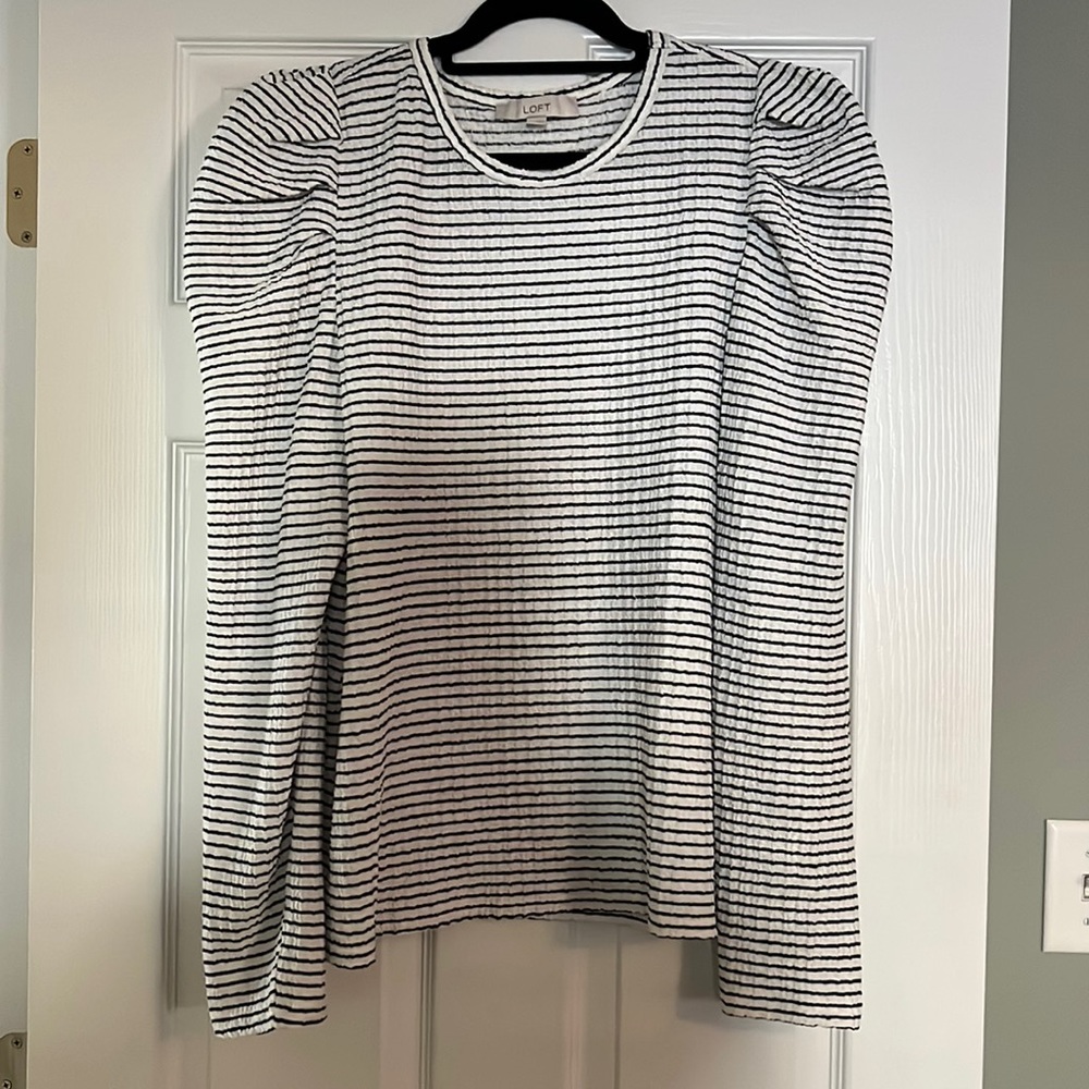 Puff Shoulder Stripped Top